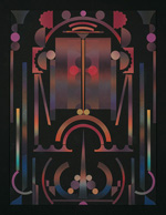 RRU(C)-8, 16 x 12, 2013, ink on japanese fiber - relief print, chine collé, cotton fiber